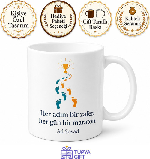 Günlük 10 Bin Adım Sporcu Ödülü Kupa Bardak Hediye Porselen Mug