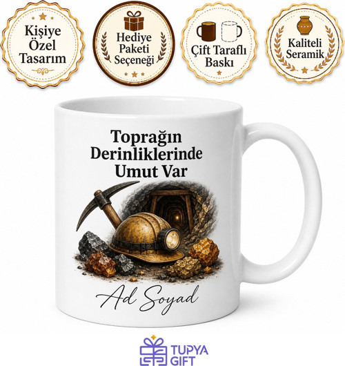 Madencilik Cevher Çıkarma İş Güvenliği Yer Altı Kaynakları Kupa Bardak Hediye