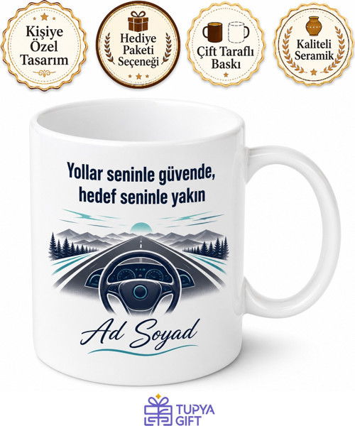 Şirket Aracı Alan Plasiyere Hediye Yolların Hakimi Güvenli Sürüş Kupa Bardak