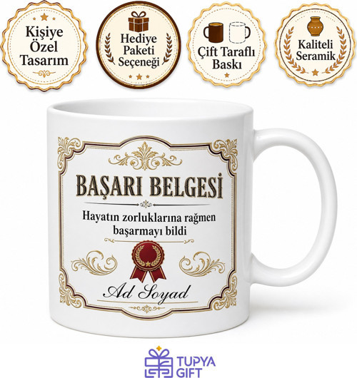 Diploma Tasarımlı Esprili Başarı Ve Mezuniyet Kutlaması Kupa Bardak Hediye