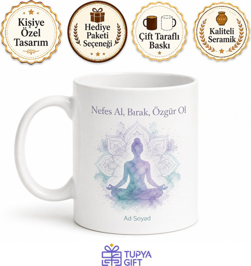 Yoga Ustası Lotus Oturuşu Esnek Beden Pozitif Yaşam Kupası Hediye Bardak