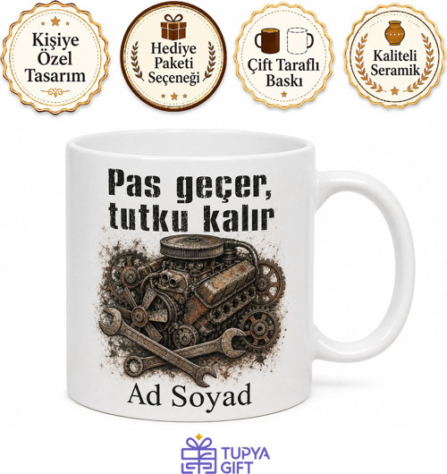 Klasik Araç Restore Edenlere Garaj Tozu Paslı Parça Kupası Hediye Bardak