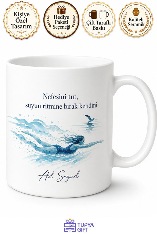 Yüzme Havuzunda Tur Atanlara Su Kuşu Nefes Kontrolü Kupa Bardak Hediye