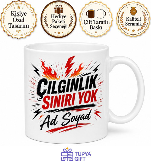 Çılgın Arkadaşa Adrenalin Bağımlısı Çılgınlık Sınırı Yok Kupası Hediye Bardak
