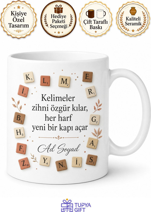 Kelime Oyunu Şampiyonuna Harf Avcısı Kelime Dağarcığı Kupa Bardak Hediye