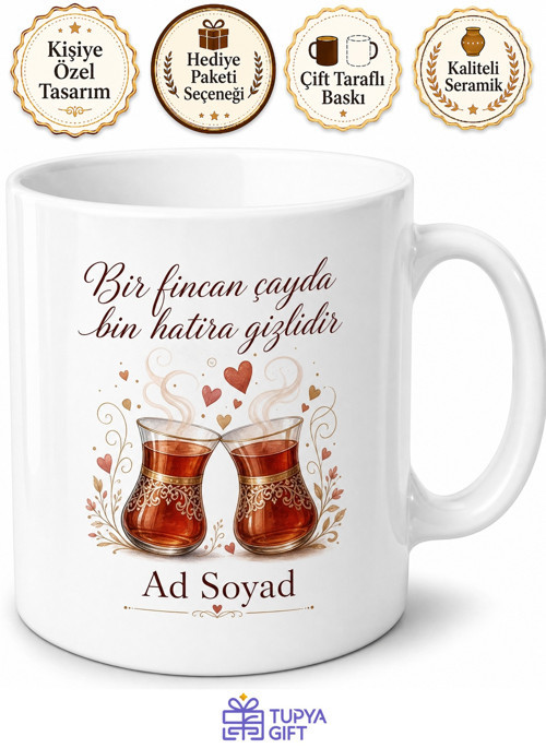 Sırdaş Kuzenlere Karşılıklı Çay İçmelik İkili Hediye Kupa Bardak Seti