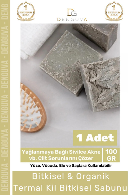 Lüks %100 Doğal Güzel Kokulu El Yüz Saç Vücut Cilt Bitkisel Termal Kil Sabunu 100G - 1 Adet