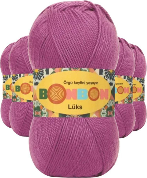 5 Adet Lüks Patik İpi Yünü Mor 98402 - bonbon mudanis