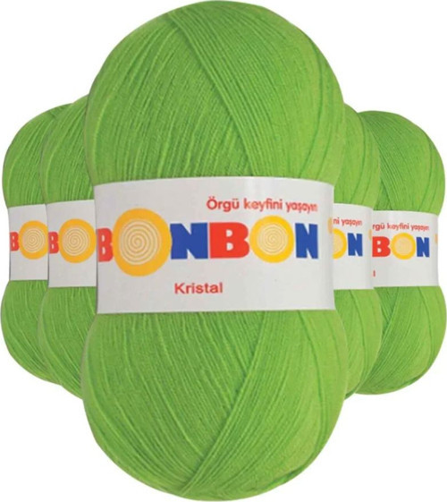 5 Adet Kristal El Örgü Lif İpi Açık Yeşil 98204 - bonbon