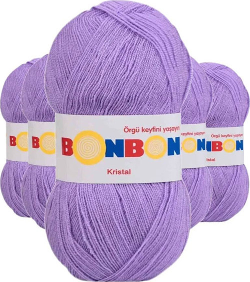 5 Adet Kristal El Örgü Lif İpi Lila 98205 - bonbon