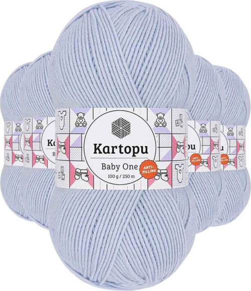 5 Adet Baby One Tüylenmeyen El Örgü İpi Yünü Buz Mavi K580 - kartopu