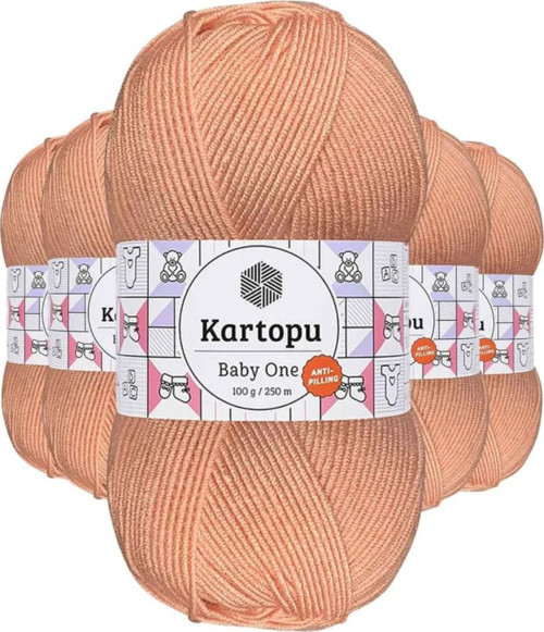 5 Adet Baby One Tüylenmeyen El Örgü İpi Yünü Yavruağzı K253 - kartopu