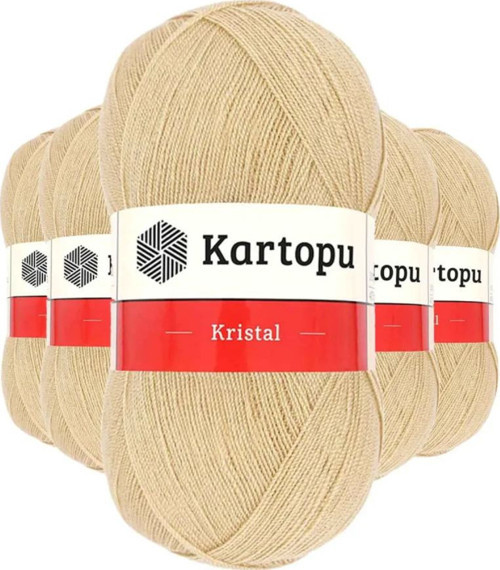 5 Adet Kristal Çift Katlı El Örgü Lif İpi Sütlü Kahve K884 - kartopu