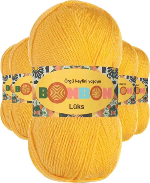 5 Adet Lüks Patik İpi Yünü Sarı 98289 - bonbon