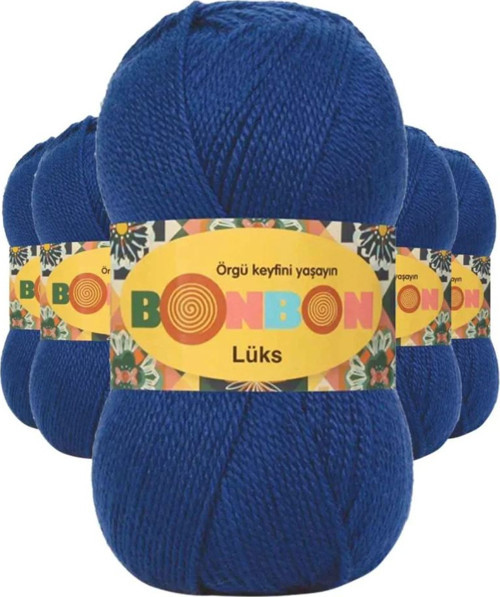 5 Adet Lüks Patik İpi Yünü Saks Mavi 98488 - bonbon