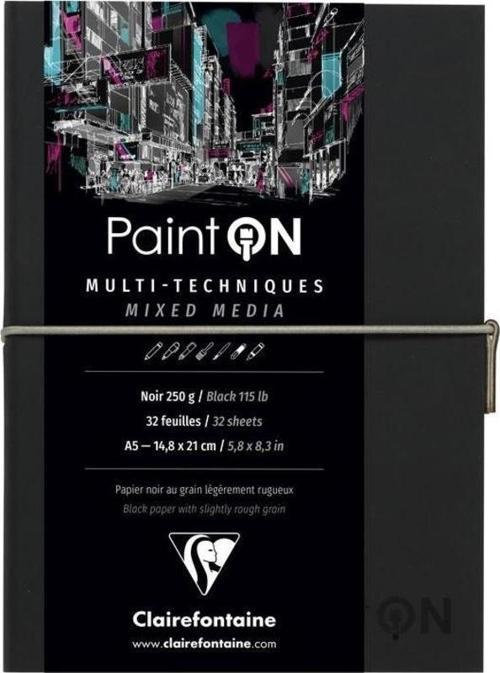 Paint'On Multi-Techniques Karışık Teknik Blok Suni Deri Siyah Kapak 250 gr. 32 Yp. A5