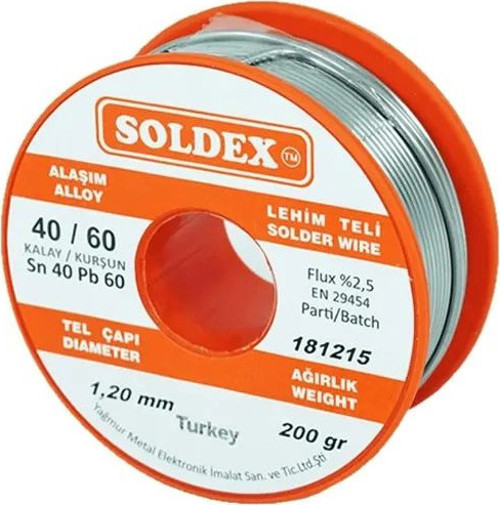 40-60 Lehim Teli 200 Gr 1.2 Mm - Sn:40 / Pb:60