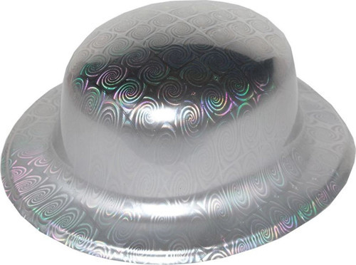 Gümüş Renk Hologramlı Plastik Yuvarlak Melon 27x24 Cm