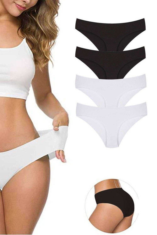 4 Adet Kadın Dikişsiz Lazer Kesim Esnek İz yapmayan Külot S1 — Beden: XL-XXL
