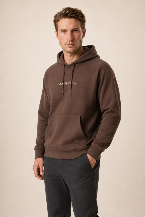 Kitell Yeni Sezon Erkek Regular Fit Pamuklu Kapüşonlu Sweatshirt Kahve