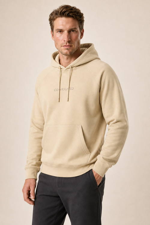 Kitell Yeni Sezon Erkek Regular Fit Pamuklu Kapüşonlu Sweatshirt Bej