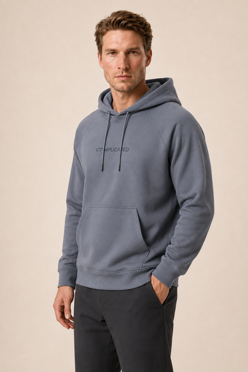 Kitell Yeni Sezon Erkek Regular Fit Pamuklu Kapüşonlu Sweatshirt Antrasit