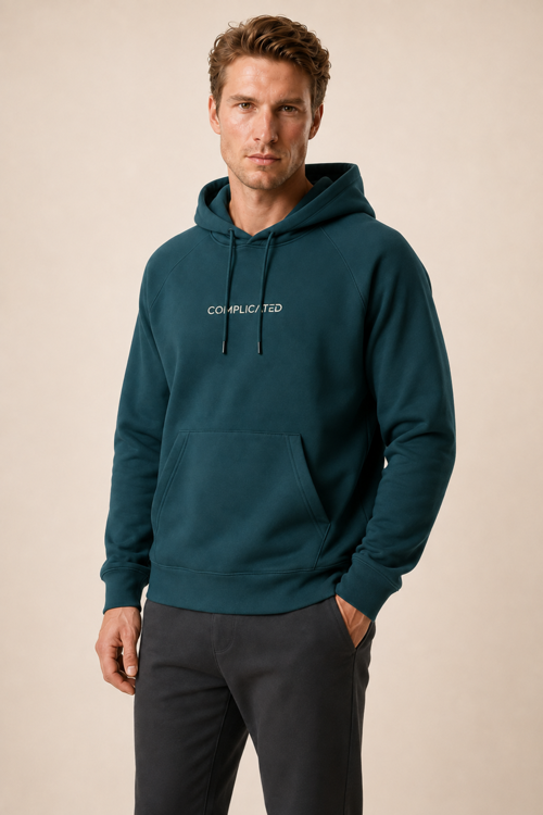 Kitell Yeni Sezon Erkek Regular Fit Pamuklu Kapüşonlu Sweatshirt Nefti