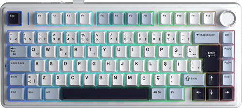 F75 Mekanik RGB TKL GrayWood V4 Switch Kablosuz Makrolu Hot Swap Türkçe Q Klavye Lacivert