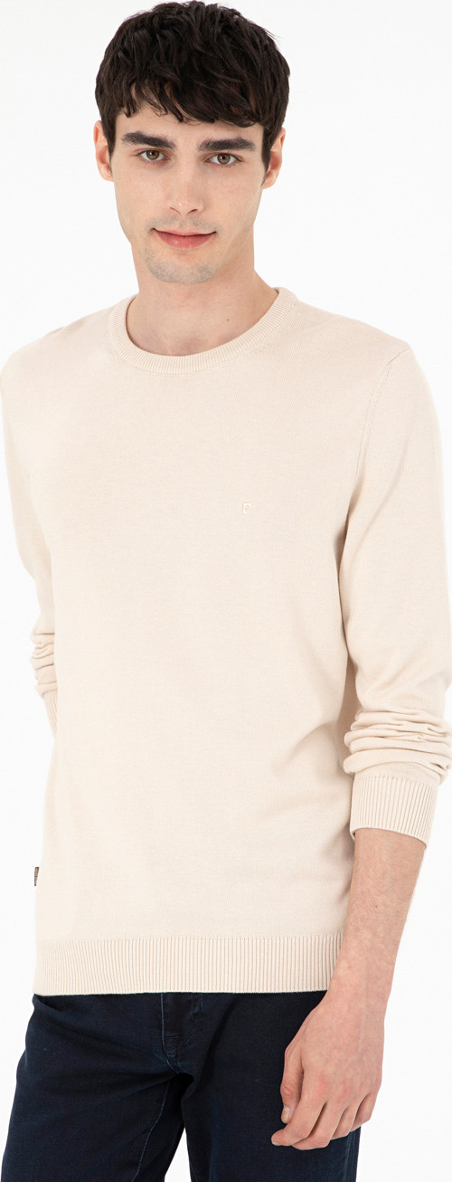 Bej Slim Fit Bisiklet Yaka Basic Triko Kazak 50296575-VR011
