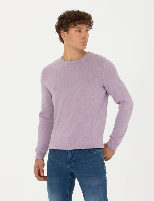 Lila Melanj Slim Fit Bisiklet Yaka Basic Triko Kazak 50270179-VR231