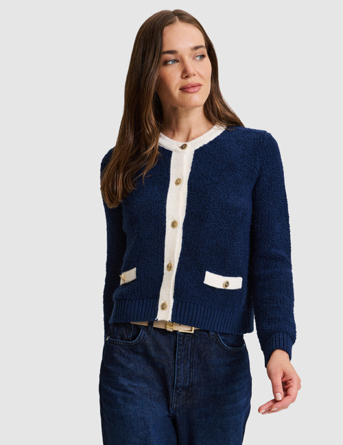 Lacivert Crop Top Triko Hırka 50331278-VR033
