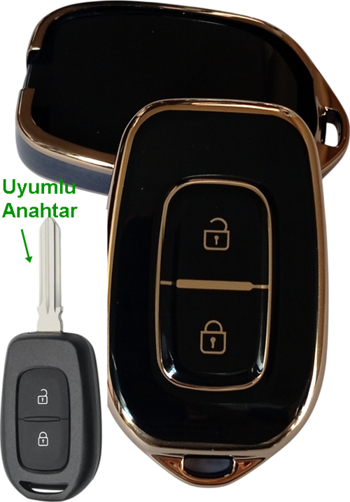 Dacia Duster Logan Sandero Dokker Uyumlu Sustasız Anahtar Kılıfı Oto Anahtarlık BEYAZ GOLD