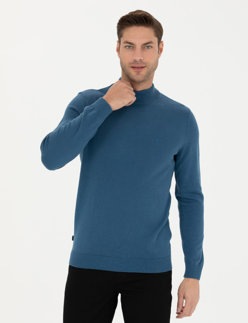 Kobalt Slim Fit Yarım Balıkçı Yaka Basic Triko Kazak 50276161-VR077