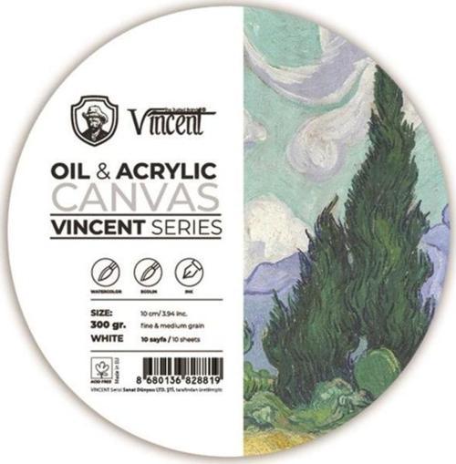 Oil & Acrylic Canvas White Daire Tuval Dokulu Blok 300 gr 10 cm 10 Sayfa
