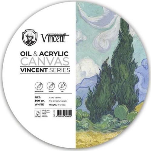 Oil & Acrylic Canvas White Daire Tuval Dokulu Blok 300 gr 15 cm 10 Sayfa
