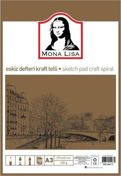Mona Lisa Eskiz Defteri Kraft Telli A3 120 gr 50 yp