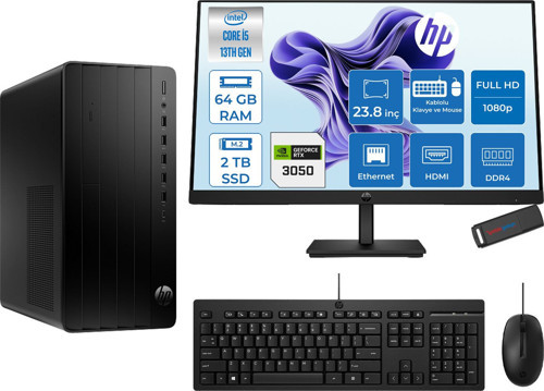 Pro Tower 290 G9 Intel® Core™ I5-13500 64GB 2tb SSD 6GB/RTX3050 Freedos +23.8" 100Hz Mon. Mini Tower Masaüstü Bilgisayar M623Y0ET23F24+ZETTAUSBBELLEK