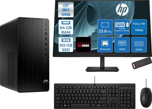 Pro Tower 290 G9 Intel® Core™ I5-13500 64GB 512GB SSD 4GB/RX550 Freedos +23.8" 100Hz Mon. Mini Tower Masaüstü Bilgisayar M623Y0ET27F22+ZETTAUSBBELLEK