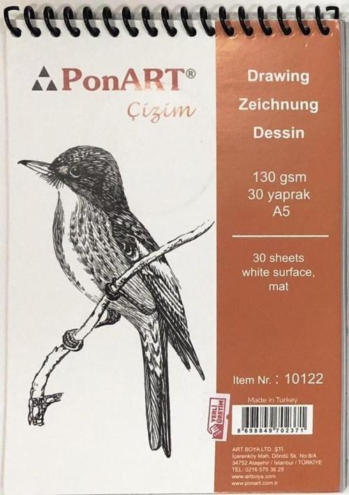 Çizim Blok Spiralli 130 gr. 30 Sayfa A5