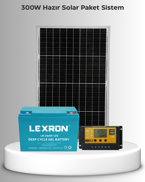 300W Hazır Solar Sistem (Kolay Kurulum - Montaj Ekipmanları Dahil)
