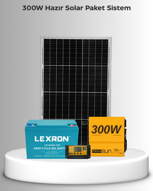 300W Hazır Solar Sistem (Kolay Kurulum - Montaj Ekipmanları Dahil)