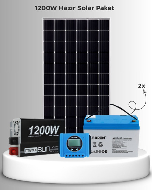 1200W Hazır Solar Sistem (Kolay Kurulum - Montaj Ekipmanları Dahil)