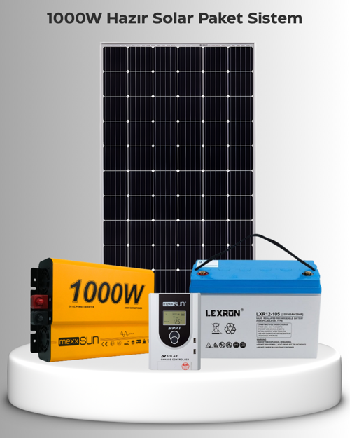 1000W Hazır Solar Sistem (Kolay Kurulum - Montaj Ekipmanları Dahil)