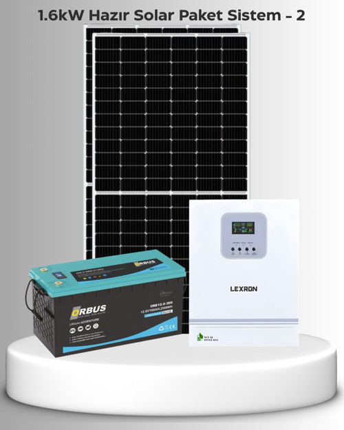 1.6kW Lityum Akülü Hazır Solar Sistem (Kolay Kurulum - Montaj Ekipmanları Dahil)