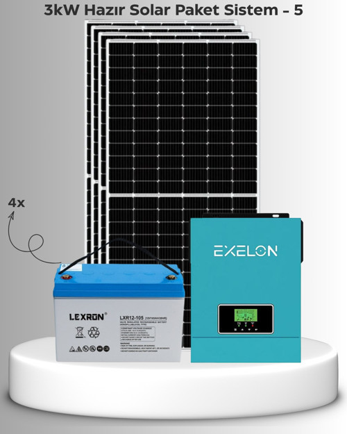 3kW Hazır Solar Sistem (Kolay Kurulum - Montaj Ekipmanları Dahil)