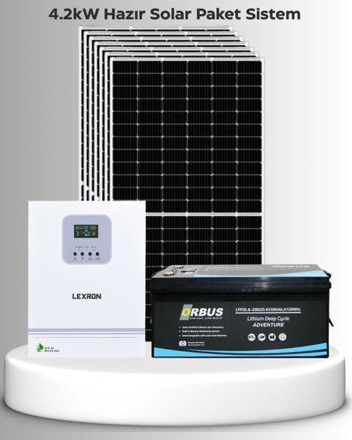 4.2kW Lityum Akülü Hazır Solar Sistem (Kolay Kurulum - Montaj Ekipmanları Dahil)