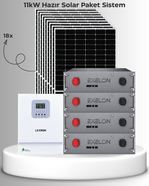 11kW Lityum Akülü Hazır Solar Sistem (Kolay Kurulum - Montaj Ekipmanları Dahil)