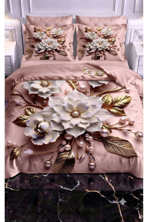 ​Özel Tasarım Marka 240*260 Cm Çift Kişilik Nevresim Takımı Organik Pamuk Saten Luxury Ranforce Premium Kumaş King Deluxe Boy Uhd Canlı Baskı ÇİÇEKLİ GÜLLÜ ÇEYİZLİK HEDİYELİK SOLMAZ
