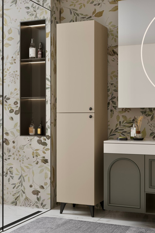 Ramses Düz Kapaklı Kumtaşı Mdf Banyo Dolabı- Kiler Dolabı- Mutfak Dolabı - Çok Amaçlı Saklama Dolabı