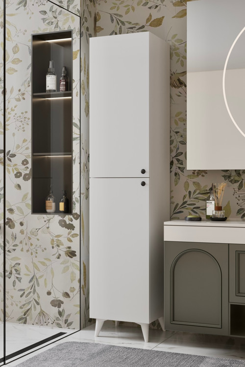 Ramses Düz Kapaklı Beyaz Çok Amaçlı Dolap - Banyo - Kiler Dolabı (100% Mdf)